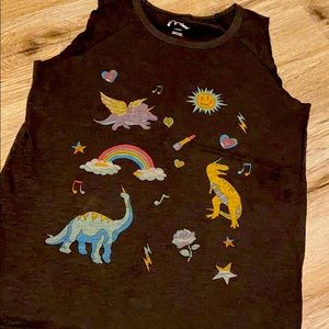 Art class sleeveless dinosaur rainbow tshirt L